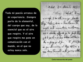 Carta manuscrita del poeta
 
