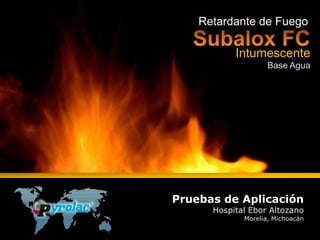 Retardante de Fuego

           Intumescente
                    Base Agua




Pruebas de Aplicación
      Hospital Ebor Altozano
             Morelia, Michoacán
 