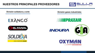 NUESTROS PRINCIPALES PROVEEDORES
División soldadura y corte División gases industriales
 