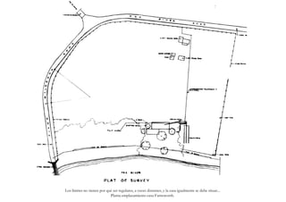 Los límites no tienen por qué ser regulares, a veces distantes, y la casa igualmente se debe situar...
                            Planta emplazamiento casa Farnsworth.
 