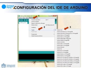 CONFIGURACIÓN DEL IDE DE ARDUINO

          1



              2         3
 