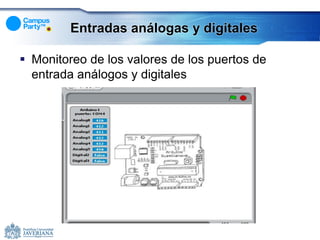 Entradas análogas y digitales

 Monitoreo de los valores de los puertos de
  entrada análogos y digitales
 