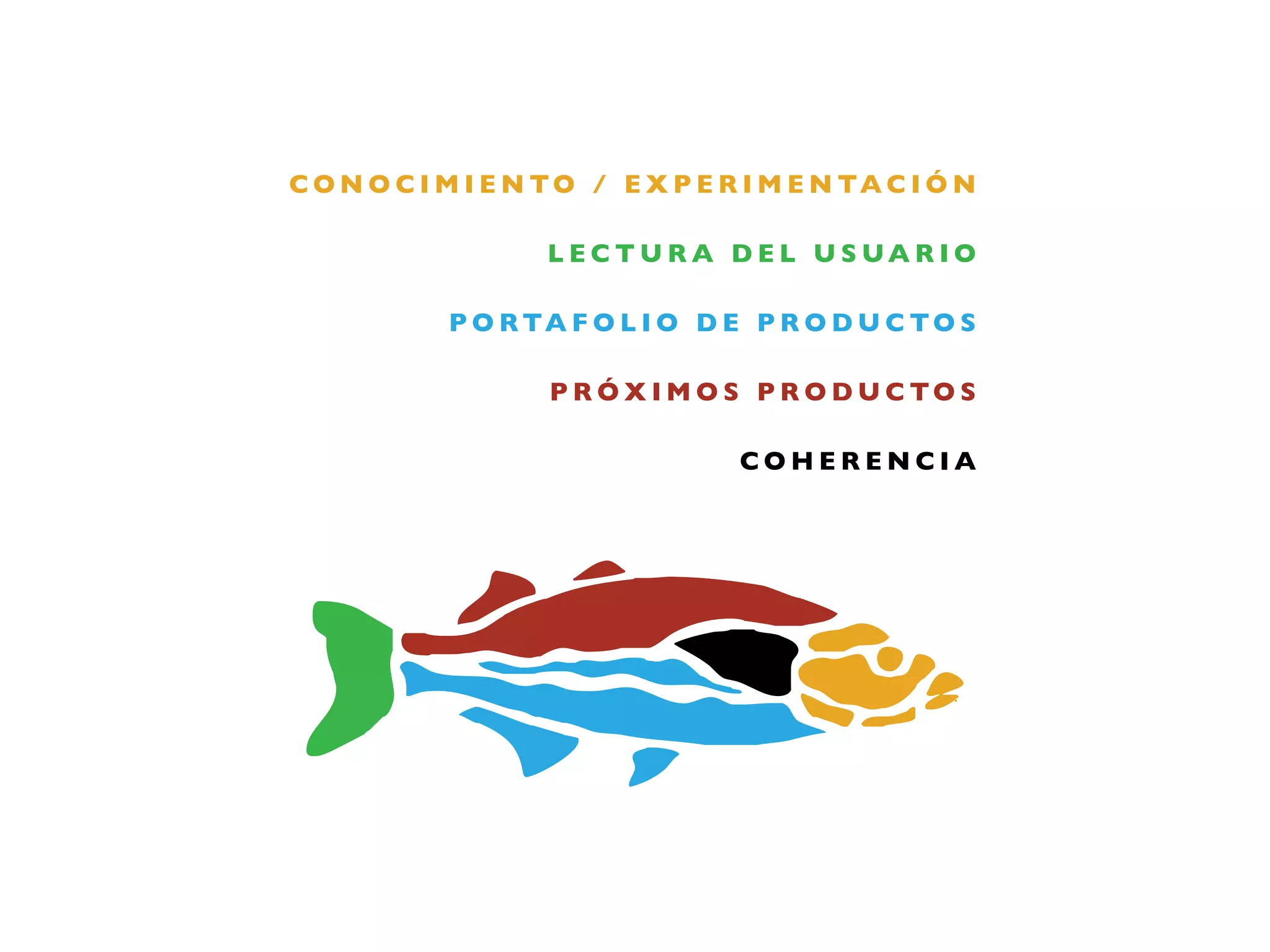 C O N O C I M I E N TO / E X P E R I M E N TA C I Ó N

                   LECTURA DEL USUARIO

            P O R TA F O L I O D E P R O D U C TO S

                    P R Ó X I M O S P R O D U C TO S

                                  COHERENCIA
 