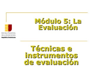 Módulo 5: La Evaluación Técnicas e instrumentos de evaluación 