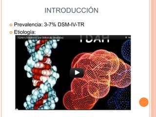 INTRODUCCIÓN
 Prevalencia: 3-7% DSM-IV-TR
 Etiología:
 
