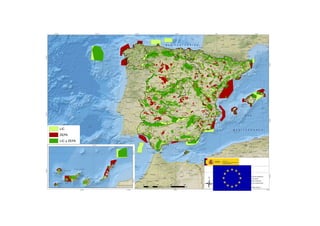 National Geographic, Esri, DeLorme, NAVTEQ, UNEP-WCMC, USGS, NASA, ESA, METI, NRCAN, GEBCO, NOAA, iPC
4°0'0"E
4°0'0"E
0°0'0"
0°0'0"
4°0'0"W
4°0'0"W
8°0'0"W
8°0'0"W
12°0'0"W
12°0'0"W16°0'0"W
42°0'0"N
42°0'0"N
38°0'0"N
38°0'0"N
34°0'0"N
34°0'0"N
National Geographic, Esri, DeLorme, NAVTEQ, UNEP-WCMC, USGS, NASA, ESA, METI, NRCAN, GEBCO, NOAA, iPC
15°0'0"W
30°0'0"N28°0'0"N
M A R
M E D I T E R R Á N E O
M A R C A N T Á B R I C O
O C É A N O
A T L Á N T I C O
0 110 220 330
km
R E D N A T U R A 2 0 0 0R E D N A T U R A 2 0 0 0
Fuente: Administraciones Competentes
Actualización 31/12/2014, según la información de los espacios
Red Natura 2000 remitida por el MAGRAMA a la Comisión
Europea hasta esa fecha. Los datos de LIC adquieren carácter
oficial sólo cuando la Comisión Europea aprueba las respectivas
listas biogeográficas de LIC.
Elaboración: Febrero 2015, Banco de Datos de la Naturaleza
LIC
ZEPA
LIC y ZEPA
 