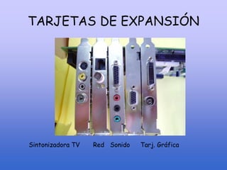 TARJETAS DE EXPANSIÓN
Sintonizadora TV Red Sonido Tarj. Gráfica
 