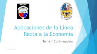 Aplicaciones de la Línea
Recta a la Economía
Tema 1 Continuación
Lic. MBA Eliana Gómez Ll. 1
 