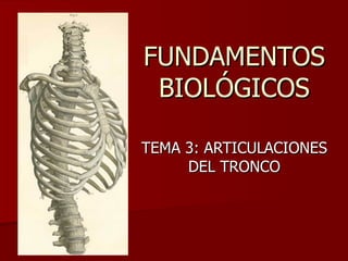 FUNDAMENTOS BIOLÓGICOS TEMA 3: ARTICULACIONES DEL TRONCO 