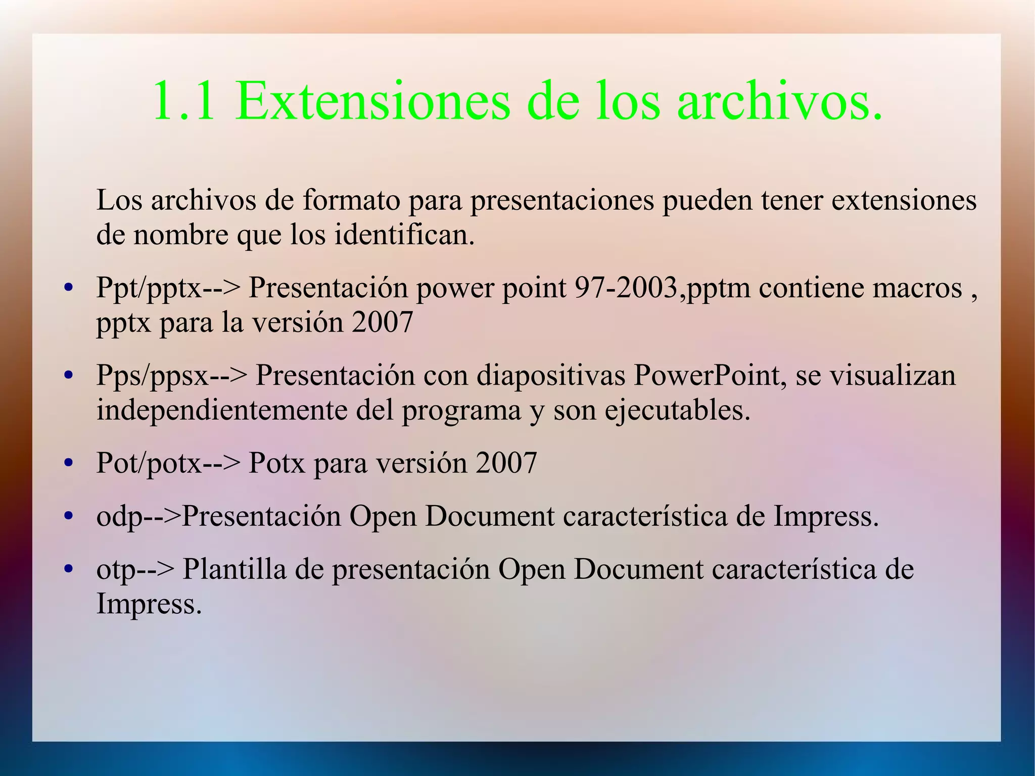 Presentación tema 5 (Esquema del tema) | ODP