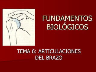 FUNDAMENTOS BIOLÓGICOS TEMA 6: ARTICULACIONES DEL BRAZO 
