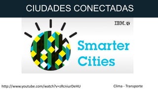 CIUDADES CONECTADAS

http://www.youtube.com/watch?v=zRcniurDeHU

Clima - Transporte

 