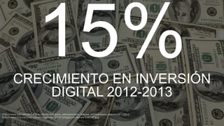 CRECIMIENTO EN INVERSIÓN
DIGITAL 2012-2013
http://www.iab.net/about_the_iab/recent_press_releases/press_release_archive/press_release/pr-122313
http://www.boj.com/wp-content/uploads/2013/10/bigstock-Money-2382127.jpg

 