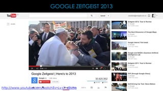 GOOGLE ZEITGEIST 2013

http://www.youtube.com/watch?v=Lv-sY_z8MNs

 