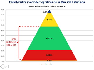 Características Sociodemográficas de la Muestra Estudiada
0.0%
10.0%
20.0%
30.0%
40.0%
50.0%
60.0%
70.0%
80.0%
90.0%
100.0...