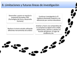 8. Limitaciones y futuras líneas de investigación8. Limitaciones y futuras líneas de investigación
 