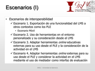 Escenarios (I)

• Escenarios de interoperabilidad
    Escenario 1. Exportación de una funcionalidad del LMS a
     otros ...
