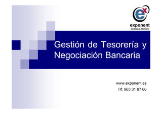 Gestión de Tesorería y
Negociación Bancaria

              www.exponent.es
               Tlf: 963 31 87 66
 