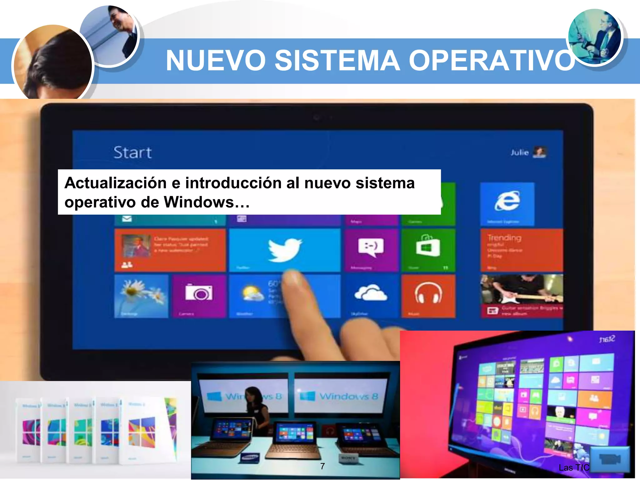 NUEVO SISTEMA OPERATIVO

Actualización e introducción al nuevo sistema
operativo de Windows…

7

Las TICs...

 