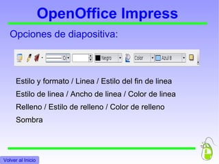 OpenOffice Impress Nuevo / Abrir / Guardar / Enviar 