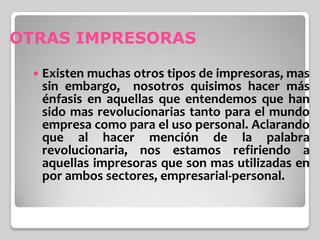 TIPOS DE IMPRESORAS