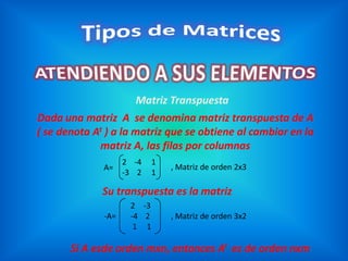 Presentación tipos de matrices | PPTX