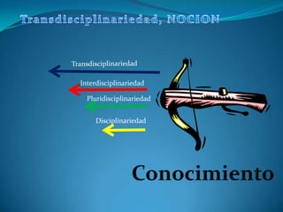 Transdisciplinariedad, NOCIONTransdisciplinariedadInterdisciplinariedadPluridisciplinariedadDisciplinariedadConocimiento