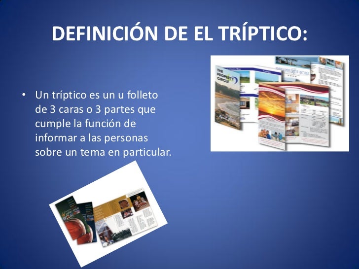 Presentación tripticos en el aprendizaje