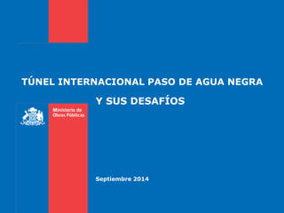 TÚNEL INTERNACIONAL PASO DE AGUA NEGRA 
Y SUS DESAFÍOS 
Septiembre 2014 
 
