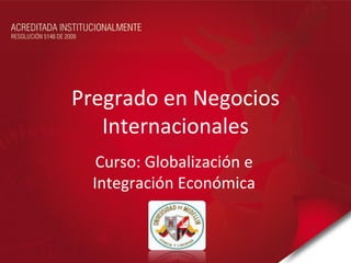 Pregrado en Negocios
   Internacionales
   Curso: Globalización e
  Integración Económica
 