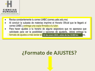 ¿Formato de AJUSTES?
22 de enero 2015, antes de las 13:00 hrs
 