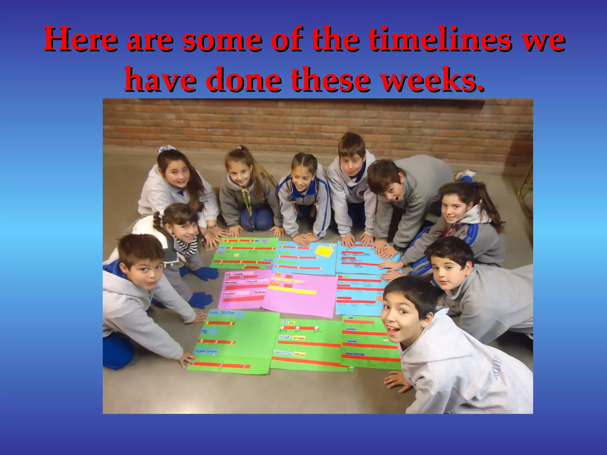 Here are some of the timelines we
have done these weeks.