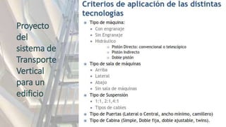Proyecto
del
sistema de
Transporte
Vertical
para un
edificio
 