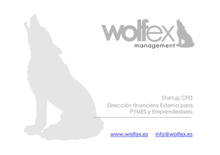 Startup CFO
Dirección financiera Externa para
PYMES y Emprendedores
www.wolfex.es — info@wolfex.es
 