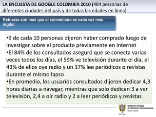 6 de cada 10 utilizan internet, así sea ocasionalmente; en Estados Unidos según datos del PEW Research Center el uso de internet es del 74%. En el 2002, en Estados Unidos el 61% usaban internet.¿Usted usa internet así sea ocasionalmente, en su casa o fuera de casa? RUBase:1.500 entrevistas ponderadas; total muestra.