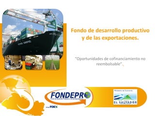 Fondo de desarrollo productivo y de las exportaciones. “Oportunidades de cofinanciamiento no reembolsable”.   