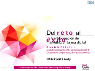 The Global CMO Study 2011 Conclusiones de “The Global Chief Marketing Officer Study” Del  reto  al  éxito La transformación de marketing en la era digital Graciela Di Rado –  Ejecutiva de Marketing, Comunicaciones & Ciudadanía Corporativa, IBM Latinoamérica #IBMCMOStudy 