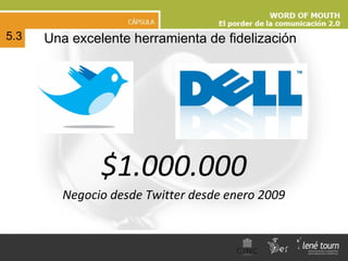 Una excelente herramienta de fidelización 5.3 $1.000.000 Negocio desde Twitter desde enero 2009 
