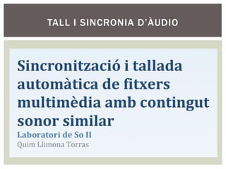 TALL I SINCRONIA D’ÀUDIO
 