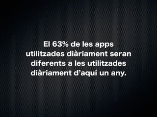 El 63% de les apps
utilitzades diàriament seran
diferents a les utilitzades
diàriament d aquí un any.

 