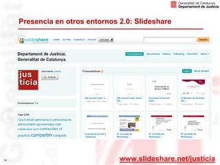 Presencia en otros entornos 2.0: Slideshare




19                               www.slideshare.net/justicia
 