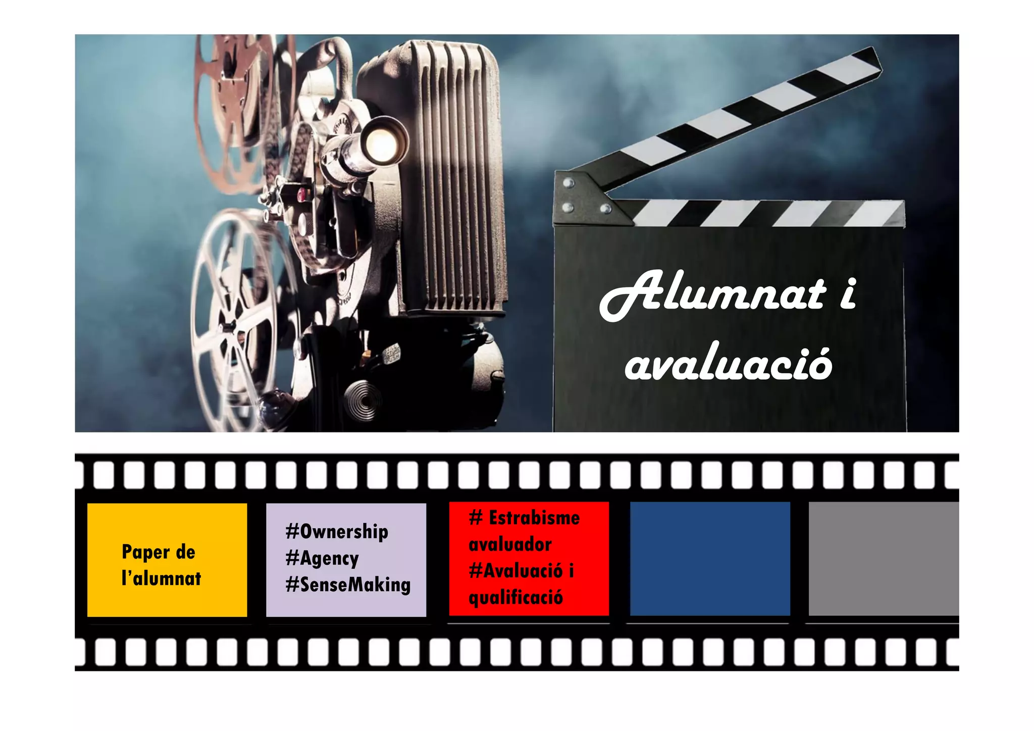 Alumnat i
avaluació
Paper de
l’alumnat
#Ownership
#Agency
#SenseMaking
# Estrabisme
avaluador
#Avaluació i
qualificació
 