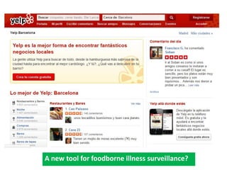 http://www.yelp.es/barcelona 
A new tool for foodborne illness surveillance?  