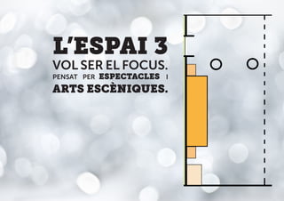 L’ESPAI 3
VOL SER EL FOCUS.
PENSAT PER ESPECTACLES I
ARTS ESCÈNIQUES.
 