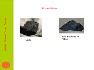 Roques Silicies
Biologia i Geologia Ernesto Guerrero




                                                                 Roca Bituminosa o
                                       Carbó                     Petroli
 