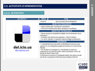 2.3.2. ACTIVITATS

2. DISSENY

2.3. ACTIVITATS D’APRENENTATGE

 