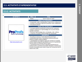 2.3.2. ACTIVITATS

2. DISSENY

2.3. ACTIVITATS D’APRENENTATGE

 