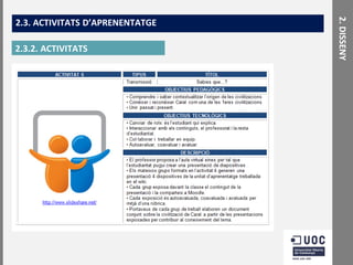 2.3.2. ACTIVITATS

2. DISSENY

2.3. ACTIVITATS D’APRENENTATGE

 