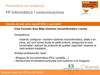  ... obrir nous espais fora d’Igualada (cinturó de BCN)3Busquem joves per 30 llocs de treball