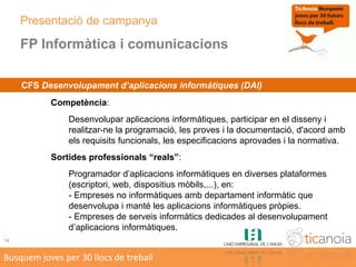 Consensuar un programa de formació de 2 anysConveni TIC Anoia + IES Milà i FontanalsA qui s’adreça ...Joves de 18 anys que han acabat el Batxillerat.4Busquem joves per 30 llocs de treball